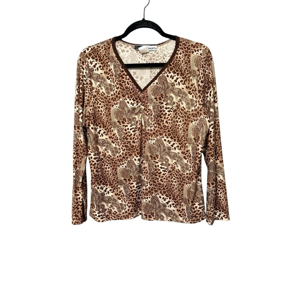 California Concepts Vintage Animal Print Paisley Top Soft Stretch XL